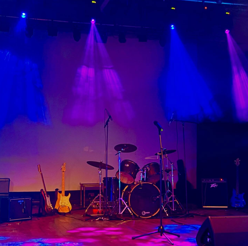 Stage with instruments and lighting